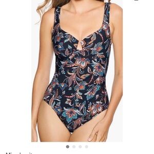 Miraclesuit Black and Blue Floral Swimsuit